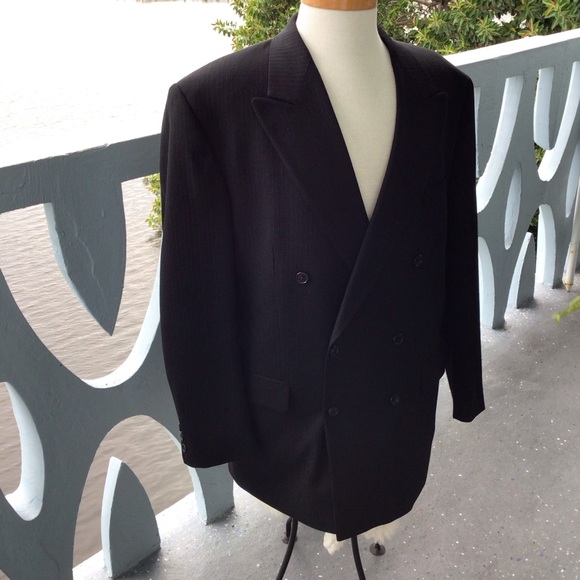 Jack Victor Montreal 100% Pure Virgin Wool Black Double Breasted Dress Blazer - Picture 4 of 16